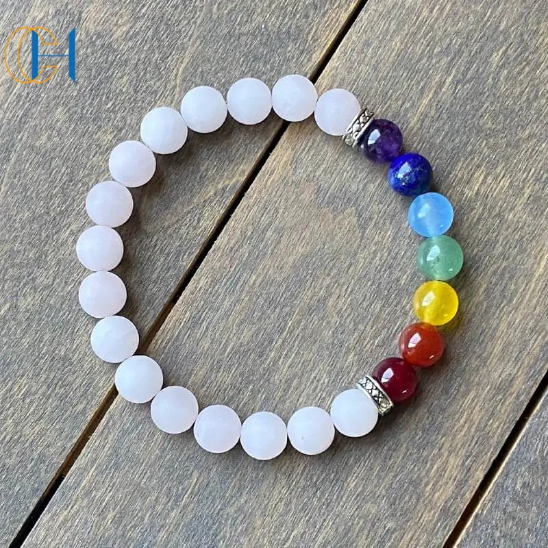 C & H gran oferta pulsera trenzada ajustable con cuentas de cristal personalizada para mujer pulsera de siete Chakras