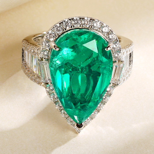 <span class=keywords><strong>Anello</strong></span> in <span class=keywords><strong>pietra</strong></span> a goccia d'acqua 925 in argento Sterling grande CZ anelli verde <span class=keywords><strong>smeraldo</strong></span> - Product Image 4