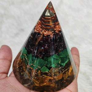 Mirani Agate Wealth Attraction <b>Pyramid</b> Gemstone with Citrine Tiger Eye & Pyrite-Environmentally Friendly Home Decor & Gift - Product Image 1