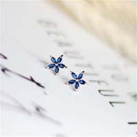 Ins Style Bleu Zircon 2025 Fille Cadeaux Argent Sterling Plaqué Or CZ Fleur Boucles D'oreilles