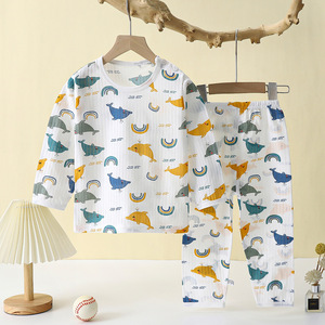 Ensemble de <span class=keywords><strong>pyjama</strong></span> chaud pour enfants en coton pur, imprimé dessin animé, manches longues, printemps/été, vêtements de détente pour garçons et filles - Product Image 4