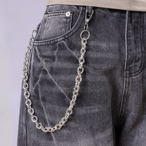 Chaîne de taille en métal Yueli, style squelette, argent tibétain, chaîne de pantalon décontractée Hip Hop, design crâne monocouche - Product Image 2