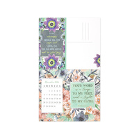 Calendrier de bureau 2026 avec cartes postales, calendrier floral aquarelle avec versets bibliques en feuille d'or, marque-page détachable et carte postale