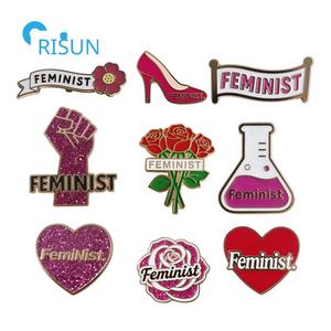 Personalizado Rose Glitter Girl Women Right Power Feminism Feminist Lapel Pins Insignias Broches Custom Feminist Esmalte Pin - Product Image 1