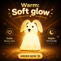 Lampe Lapin en Silicone RVB Dimmable à Capteur Tactile, Rechargeable USB, Mini Portable pour Enfants et Bébés - Vente en Gros