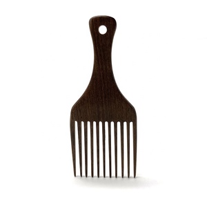 Pettine Afro in Legno a Denti Larghi con Manico Lungo, per Capelli Ricci e Barba, Forcina per Capelli in Legno, Personalizzabile con Logo - Product Image 2
