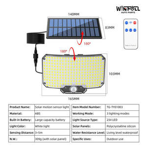 Projecteur solaire à 234 LED, étanche IP65, pour jardin extérieur, télécommande, 3 modes lumineux, lumière blanche diurne, allée, pelouse, patio - Product Image 2