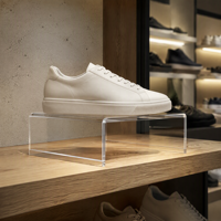 Présentoir surélevé en acrylique transparent incliné pour chaussures, étagère de présentation de baskets, base avec logo OEM pour plateforme de magasin de détail
