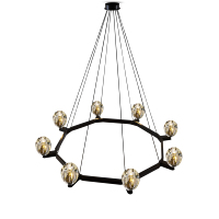 Lampe suspendue en cristal noir de style nordique vintage YH pour salon et salle à manger, design en forme d'anneau LED
