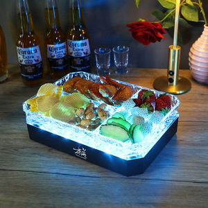 Glowing Fruit Platter Rectangle <b>Battery</b> Powered Ice Pattern KTV Party Snack Dessert Tray - Product Image 3