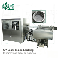 Machine de marquage laser UV pour bouchons de bouteilles, avec fonction de traçabilité (Chestny Znak), de vérification des codes (un code par pièce), de détection des doubles codes et de rejet des pièces défectueuses