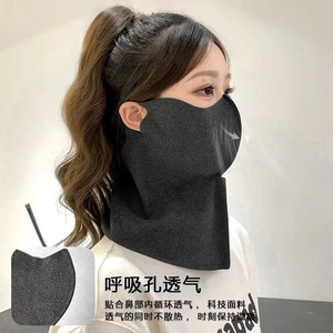 Mascarilla Térmica Chisang para Mujer, Protección UV, Transpirable, Cortavientos, para Deportes, Otoño Invierno, Color Sólido - Product Image 1