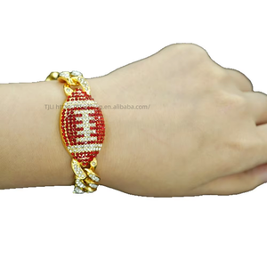 Hip Hop <b>Red</b> Rugby <b>Bracelet</b> Personality Men's Full Cuban Rugby <b>Bracelet</b> Tanjing Fashion Lijing Necklace - Product Image 1