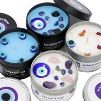 Bougie de luxe en cristal de guérison spirituelle protégeant le mauvais œil en étain de 3oz de marque privée personnalisée vente en gros