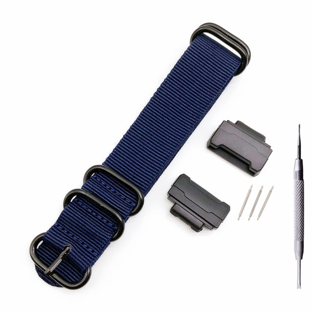 Lionorm Replacement Ribbed Nylon Watch Strap Kit Fabric Band Connector Extended for casio GA110 DW5600 GA2100 Models