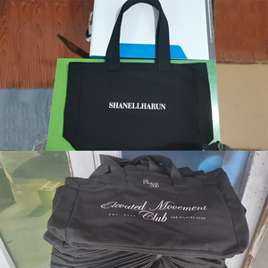Sacs fourre-tout de luxe personnalisés imprimés pour femme, grands sacs à bandoulière en tissu épais, sacs fourre-tout en toile de coton personnalisés avec logo - Product Image 5