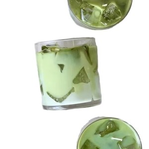 Bougie parfumée créative de luxe, cubes de glace réalistes, parfum matcha <span class=keywords><strong>latte</strong></span>, pour la décoration de table basse - Fêtes, Diwali, bars, longue durée de combustion - Product Image 1