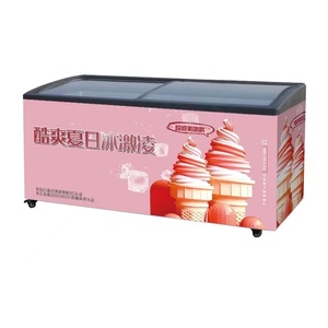 Bảng Top Ice Cream hiển thị tủ đông cong kính trượt tủ lạnh Ice Cream Showcase tủ đông - Product Image 1
