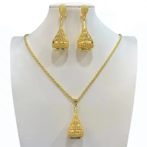 Индийский свадебный роскошный комплект ювелирных изделий в форме тыквы оптовая продажа ожерелье серьги позолоченные 18 карат Ювелирный Комплект для женщин из Саудовской Аравии