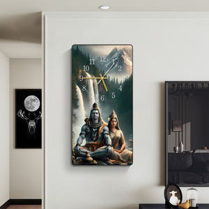 ヒンドゥー教の神シヴァパルヴァティ宗教アート絵画時計装飾フレームhdクリスタル磁器印刷壁アート壁時計 - Product Image 2