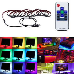 USB 3528 SMD RGB LED Strip Ánh Sáng 2.5M 45LEDS Bar Trở Lại Chiếu Sáng Kit + 5V Điều Khiển Từ Xa Không Chống Thấm Nước Đèn Truyền Hình Trang Trí - Product Image 1