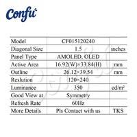 Layar Fleksibel 1,5 Inci 120*240 AMOLED, Dapat Dibengkokkan, Dapat Digulung, Modul Lengkung, Konektor Pemasangan, Panel Tipis Lunak Raspi MIPI