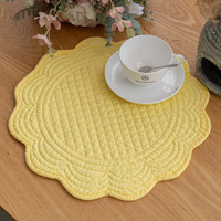 Nouveauté : Sets de table brodés unis et simples, sous-plats ronds en coton matelassé, dessous de plat et de tasse pour la maison