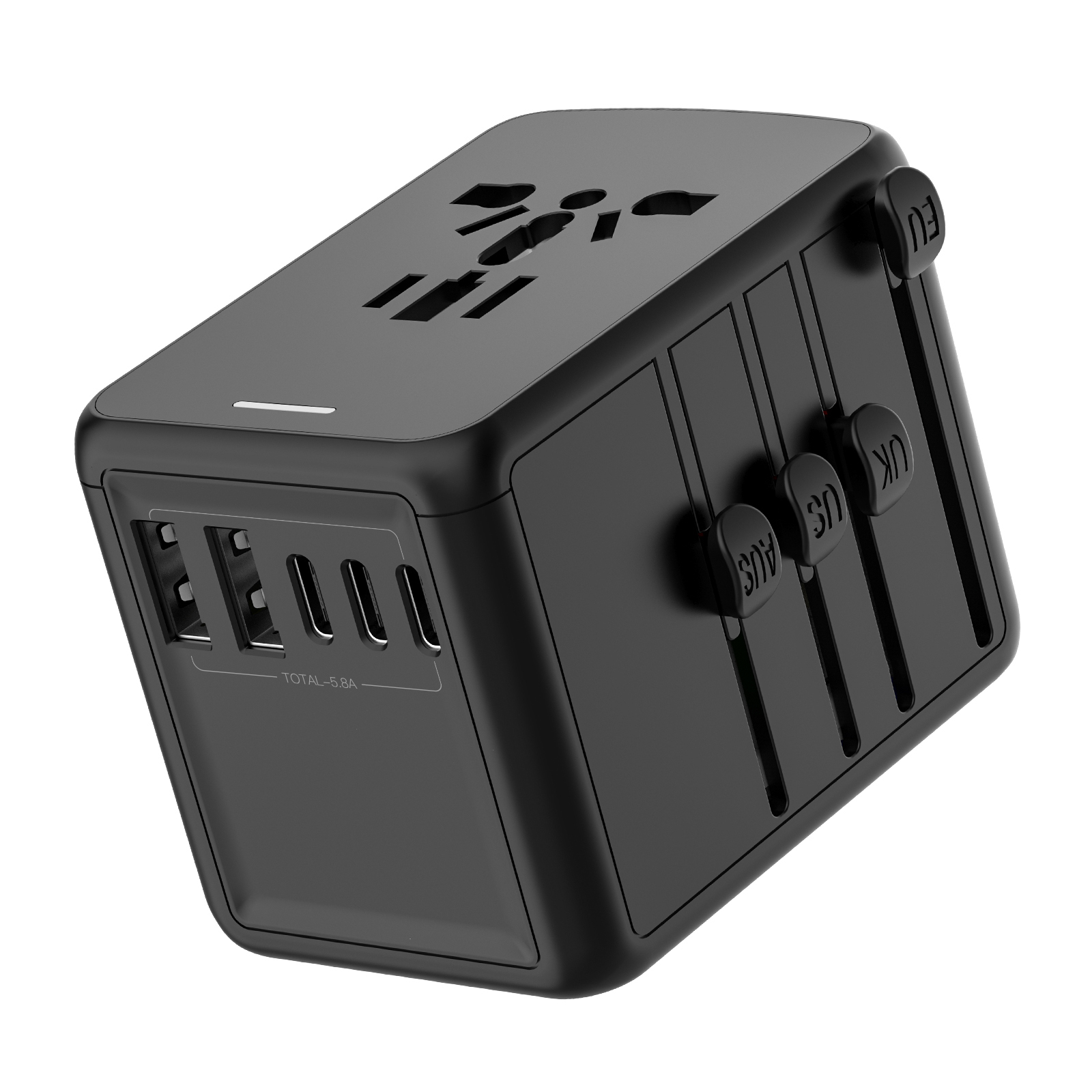 MOMAX 35W Universal Travel Adapter - All-in-One Plug With 5 USB Ports For US/EU/UK/AU