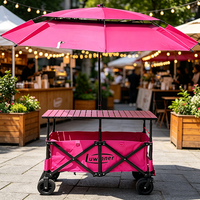 Chariot de marché pliable robuste avec auvent pare-soleil, grande capacité, chariot de vente ambulante pour l'extérieur et le camping