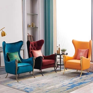 Silla moderna de lujo para interiores, sillón moderno de terciopelo con respaldo alto y estilo moderno - Product Image 2
