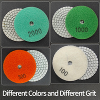 Tampons de polissage diamantés de 3 pouces pierre de granit humide/sec grain 40-2000 # crochet et boucle support perceuse meuleuse polisseuse béton marbre