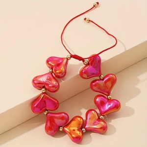 Collana da donna a forma di cuore con perline in acrilico colorato, stile Ins, semplice ed elegante, perfetta per l'anniversario - Collezione estiva di successo - Product Image 2