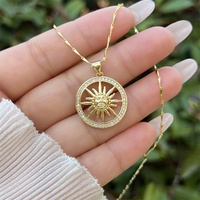 Collier soleil plaqué or 18 carats avec zircons multiples, style couple, classique et minimaliste