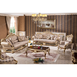 Divano Sezionale Classico Vintage in Tessuto, Set Divani in Legno Massello Durevole, Arredamento <span class=keywords><strong>Soggiorno</strong></span> Guangzhou - Vendita Calda - Product Image 1