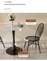 Ensemble de chaises de salle à manger en métal noir moderne et table ronde à base de tulipe pour café