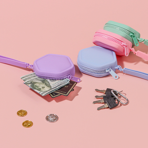 <span class=keywords><strong>Portefeuille</strong></span> en silicone en gros, mini porte-cartes mignon pour femme, pochette portable pour billets, étui à fermeture éclair avec logo personnalisé - Product Image 5
