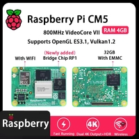 GGDX Original Raspberry Pi CM5 RAM 4GB WIFI EMMC 5104032 Broadcom B2712 Salida Dual 4K+HDR 800MHz VideoCore Quad-core Coxtex-76