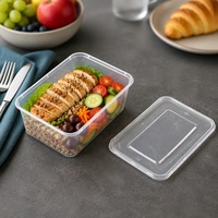 Boîte de conservation alimentaire personnalisée de 1000 ml, compatible micro-ondes, en PP, jetable, pour plats à emporter, avec couvercles