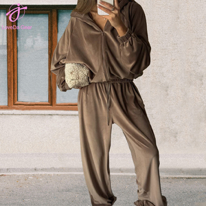 Loveda Ingrosso <span class=keywords><strong>Primavera</strong></span> 2026 Abbigliamento Donna: Cardigan con Zip a Maniche Lunghe Tinta Unita e Pantaloni Sportivi Casual - Product Image 4