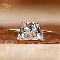 Nouvelle conception de bague solitaire en diamant de laboratoire VVS à coupe demi-lune, personnalisée en or 14K ou 18K, diamant de laboratoire CVD, bague de fiançailles, bijoux fins