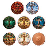 Pièce de monnaie en cuivre fin 0,999 de 1 once, Arbre de Vie, impression couleur UV, thème nature, pièce de collection en cuivre rouge massif de 1 once