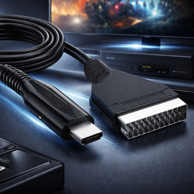 SCART to HDMI Converter Cable 720P 1080P Switch RGB CVBS Audio Video Upscale Adapter High Definition for TV VHS Xbox DVD
