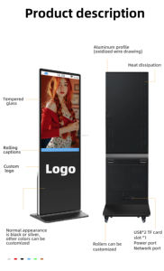 ZDHQ 55/65インチフロアスタンド型LCDタッチスクリーンデジタルポスター、ショッピングモール、地下鉄、教育機関向け屋内デジタルサイネージ用 - Product Image 2