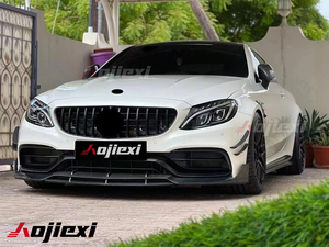Lip paraurti anteriore in fibra di carbonio per Mercedes Benz <span class=keywords><strong>W205</strong></span> <span class=keywords><strong>C</strong></span> classe C300 <span class=keywords><strong>AMG</strong></span> C43 C63 coupé 2015 + Kit corpo Splitter anteriore - Product Image 6