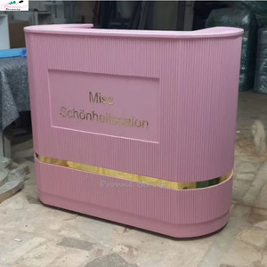 Customized Modern <strong>Beauty</strong> <strong>Salon</strong> Furniture Reception Counter Front Desk <strong>pink</strong> Curved Reception Desk - Product Image 5
