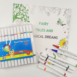 12 24 36 48 Colorspp Box Pack square Barrel Dual Tip Brush Fineliner Pen Set - Product Image 3