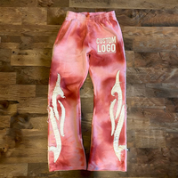 Pantalon à logo personnalisé, streetwear, appliqué, broderie graphique, patch, pantalon vintage, délavage acide, pantalon évasé, grande taille, pantalon pour homme