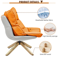 Fauteuil inclinable de salon en tissu à mousse haute densité de style scandinave, grand format, confortable, avec pieds en bois, pour se détendre
