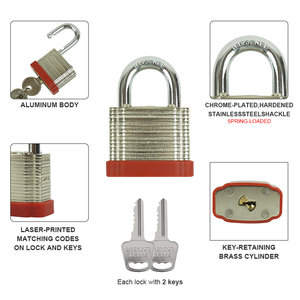Candado de Seguridad de Acero Inoxidable de Alta Calidad, con Diseño de Rayas y Color Sólido, con Múltiples Capas de Seguridad, Candado Metálico Simple - Product Image 3