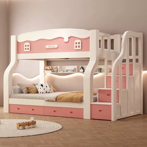 Nouveau design d'échelle à cadre en bois, ensemble de meubles de chambre à coucher pour enfants, dortoir scolaire, lits superposés de rangement - Product Image 1